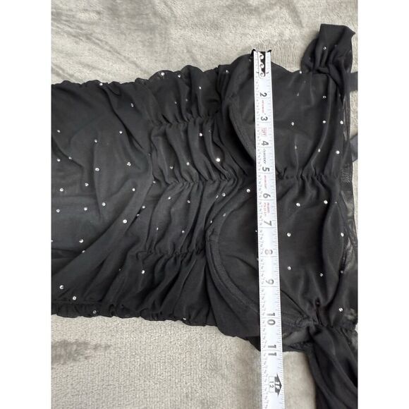 Danielle Guizio Lynx Embellished Mesh Dress XS Jennie Blackpink Mini crystal - Picture 9 of 13